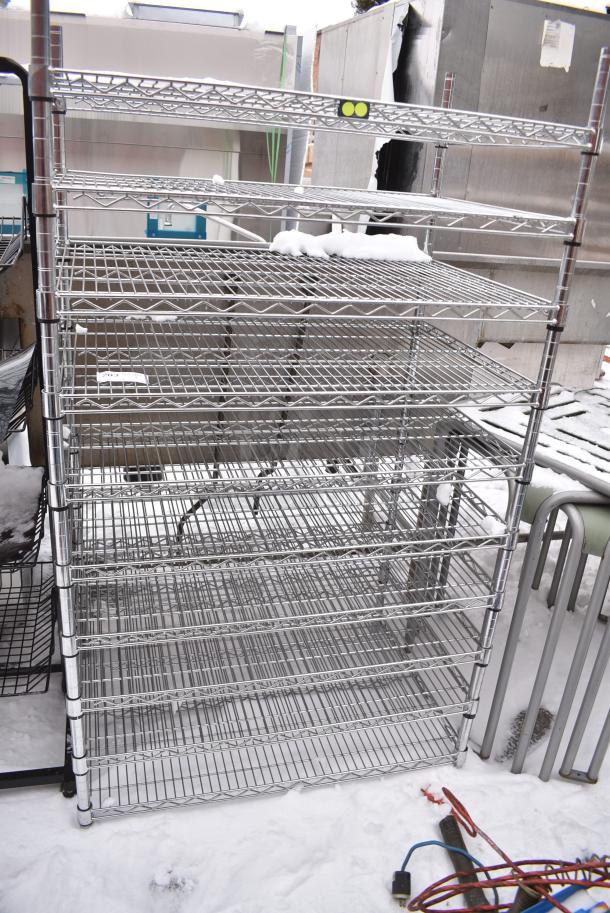 Chrome Finish 10 Tier Wire Shelving Unit. BUYER MUST DISMANTLE. PCI CANNOT DISMANTLE FOR SHIPPING. PLEASE CONSIDER FREIGHT CHARGES. - Image 2 of 2