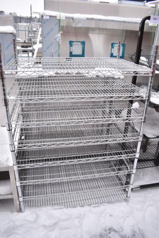 Chrome Finish 8 Tier Wire Shelving Unit. BUYER MUST DISMANTLE. PCI CANNOT DISMANTLE FOR SHIPPING. PLEASE CONSIDER FREIGHT CHARGES.