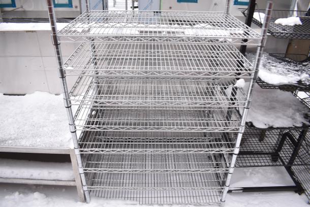 Chrome Finish 8 Tier Wire Shelving Unit. BUYER MUST DISMANTLE. PCI CANNOT DISMANTLE FOR SHIPPING. PLEASE CONSIDER FREIGHT CHARGES. - Image 3 of 3