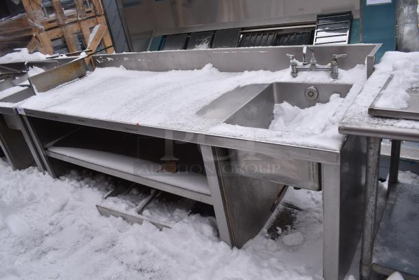 Stainless Steel Table w/ Sink Bay, Back Splash and 2 Metal Under Shelves. - Image 2 of 5