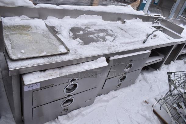 Stainless Steel Table w/ Sink Basin, Faucet, Back Splash and 2 Toastmaster Stainless Steel Commercial 2 Drawer Warming Drawer. - Image 1 of 5