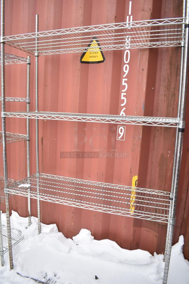 Chrome Finish 4 Tier Wire Shelving Unit. BUYER MUST DISMANTLE. PCI CANNOT DISMANTLE FOR SHIPPING. PLEASE CONSIDER FREIGHT CHARGES. - Image 2 of 4
