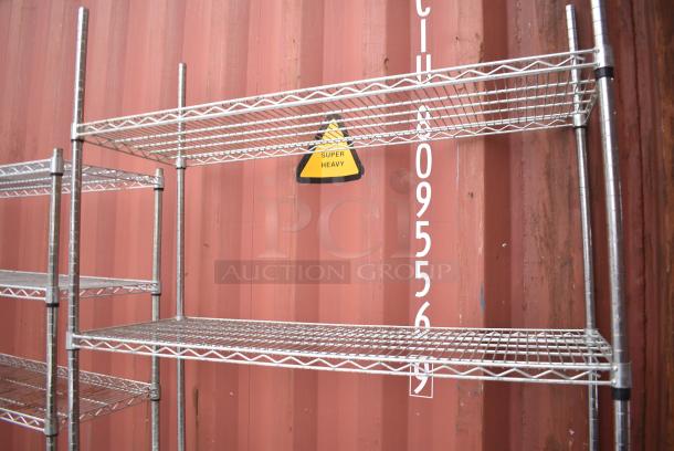 Chrome Finish 4 Tier Wire Shelving Unit. BUYER MUST DISMANTLE. PCI CANNOT DISMANTLE FOR SHIPPING. PLEASE CONSIDER FREIGHT CHARGES. - Image 4 of 4