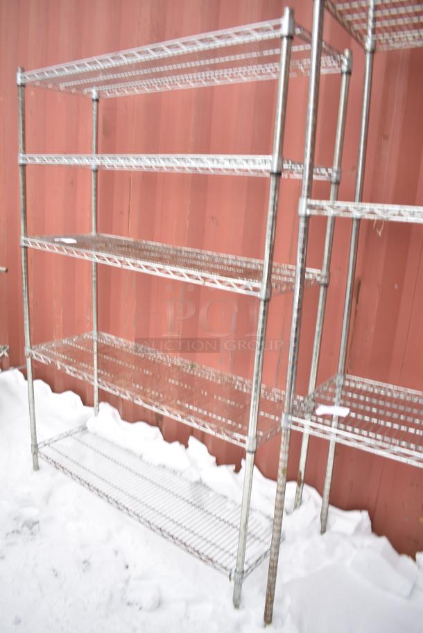 Chrome Finish 5 Tier Wire Shelving Unit. BUYER MUST DISMANTLE. PCI CANNOT DISMANTLE FOR SHIPPING. PLEASE CONSIDER FREIGHT CHARGES. - Image 2 of 4