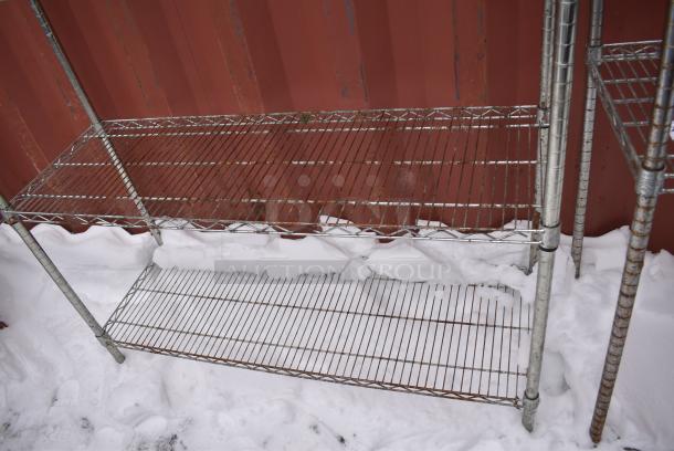 Chrome Finish 5 Tier Wire Shelving Unit. BUYER MUST DISMANTLE. PCI CANNOT DISMANTLE FOR SHIPPING. PLEASE CONSIDER FREIGHT CHARGES. - Image 3 of 4