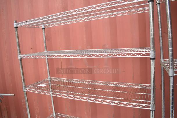 Chrome Finish 5 Tier Wire Shelving Unit. BUYER MUST DISMANTLE. PCI CANNOT DISMANTLE FOR SHIPPING. PLEASE CONSIDER FREIGHT CHARGES. - Image 4 of 4