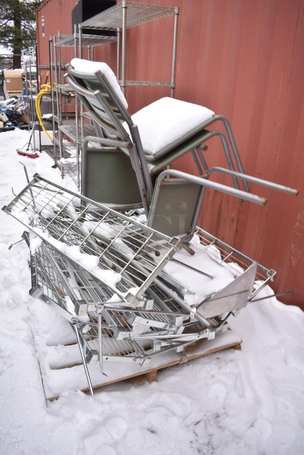 ALL ONE MONEY! Lot of Various Items Including Wire Shelves and Metal Chairs - Image 1 of 3