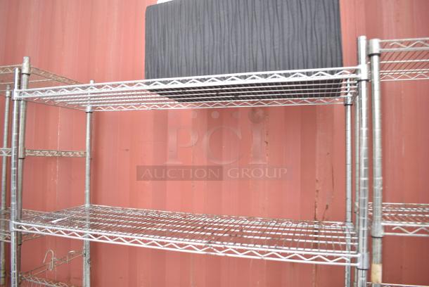 Chrome Finish 4 Tier Wire Shelving Unit w/ Contents. BUYER MUST DISMANTLE. PCI CANNOT DISMANTLE FOR SHIPPING. PLEASE CONSIDER FREIGHT CHARGES. - Image 5 of 5
