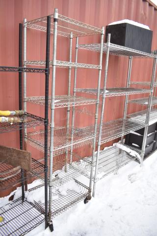 Chrome Finish 6 Tier Wire Shelving Unit on Commercial Casters. BUYER MUST DISMANTLE. PCI CANNOT DISMANTLE FOR SHIPPING. PLEASE CONSIDER FREIGHT CHARGES.