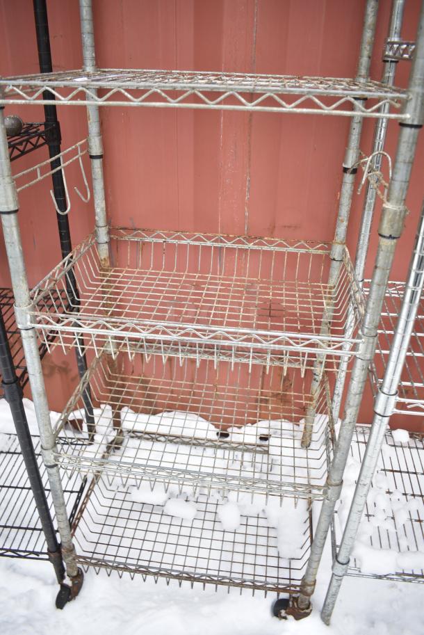 Chrome Finish 6 Tier Wire Shelving Unit on Commercial Casters. BUYER MUST DISMANTLE. PCI CANNOT DISMANTLE FOR SHIPPING. PLEASE CONSIDER FREIGHT CHARGES. - Image 4 of 5