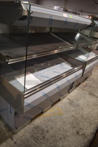 BRAND NEW SCRATCH AND DENT! 2016 BKI HSS4-2TSQ Stainless Steel Commercial Floor Style 2 Tier Warming Display Case Merchandiser. 230 Volts, 1 Phase.