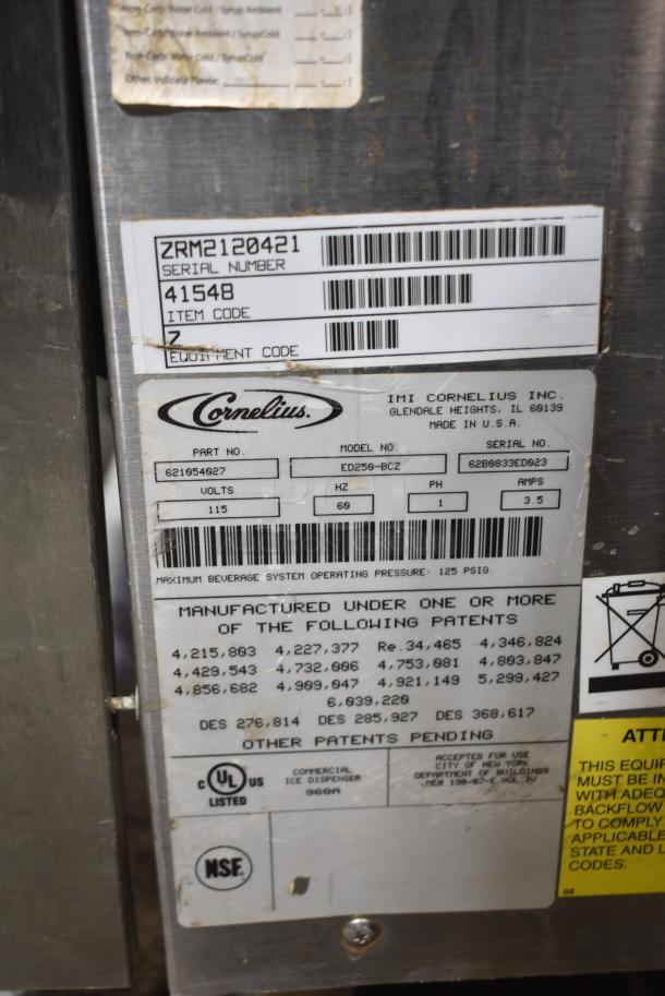 Cornelius ED250-BCZ Stainless Steel Commercial Countertop Carbonated Beverage Machine. 115 Volts, 1 Phase. - Image 5 of 5