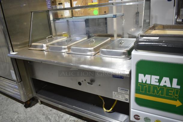 L&J CWS Stainless Steel Commercial Floor Style Natural Gas Powered 4 Bay Steam Table w/ Sneeze Guard. - Image 2 of 7