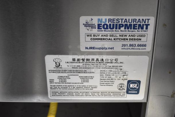 L&J CWS Stainless Steel Commercial Floor Style Natural Gas Powered 4 Bay Steam Table w/ Sneeze Guard. - Image 7 of 7