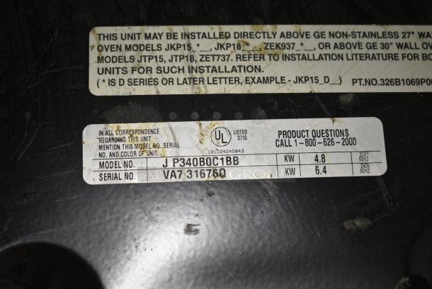 General Electric GE JP340BOC1BB 4 Burner Induction Range. 208/240 Volts. - Image 5 of 5