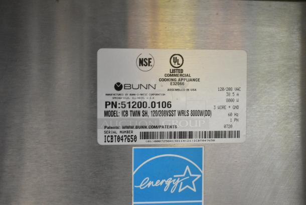 2020 Bunn ICB TWIN SH Stainless Steel Commercial Countertop Dual Coffee Machine w/ 2 Satellite Servers. 120/208 Volts, 1 Phase. - Image 11 of 11