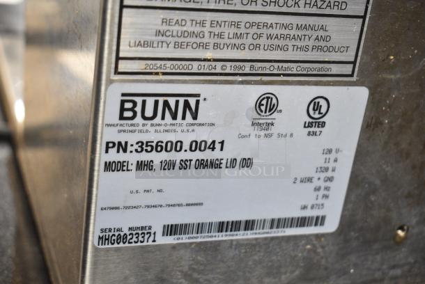 Bunn Stainless Steel Countertop Coffee Bean Grinder Base. 120 Volts, 1 Phase. Tested and Powers On But Parts Do Not Move - Image 6 of 6