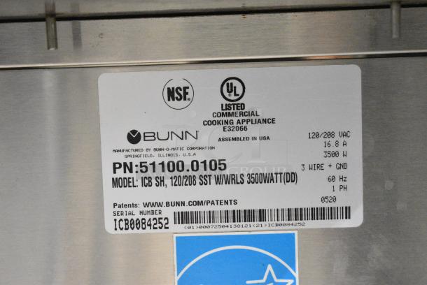 2020 Bunn ICB SH Stainless Steel Commercial Countertop Dual Coffee Machine w/ Satellite Server. 120/208 Volts, 1 Phase. - Image 7 of 7