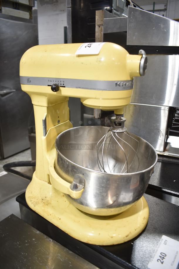 KitchenAid KP26M10XQ2MY Professional 600 Metal Countertop Planetary Dough Mixer w/ Stainless Steel Mixing Bowl and Whisk Attachment. 115 Volts, 1 Phase. Tested and Powers On But Parts Do Not Move - Image 4 of 6
