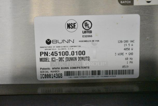 2019 Bunn IC3-DBC Stainless Steel Commercial Countertop Iced Tea Machine. 120/208 Volts, 1 Phase. - Image 6 of 6
