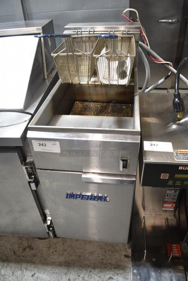 Imperial IFS-40-E Stainless Steel Commercial Floor Style Electric Powered Deep Fat Fryer w/ 2 Metal Fry Baskets. 208 Volts, 3 Phase. - Image 1 of 7
