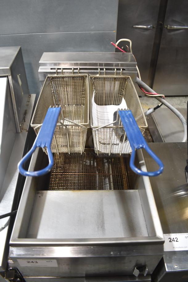 Imperial IFS-40-E Stainless Steel Commercial Floor Style Electric Powered Deep Fat Fryer w/ 2 Metal Fry Baskets. 208 Volts, 3 Phase. - Image 3 of 7