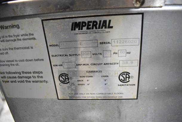 Imperial IFS-40-E Stainless Steel Commercial Floor Style Electric Powered Deep Fat Fryer w/ 2 Metal Fry Baskets. 208 Volts, 3 Phase. - Image 7 of 7