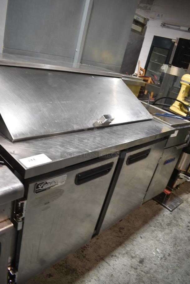 2016 Leader ESLM48S/C Stainless Steel Commercial Sandwich Salad Prep Table Bain Marie Mega Top on Commercial Casters. 115 Volts, 1 Phase. Tested and Working! - Image 1 of 8