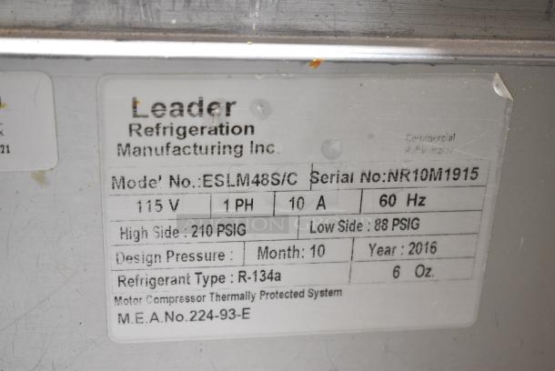 2016 Leader ESLM48S/C Stainless Steel Commercial Sandwich Salad Prep Table Bain Marie Mega Top on Commercial Casters. 115 Volts, 1 Phase. Tested and Working! - Image 8 of 8