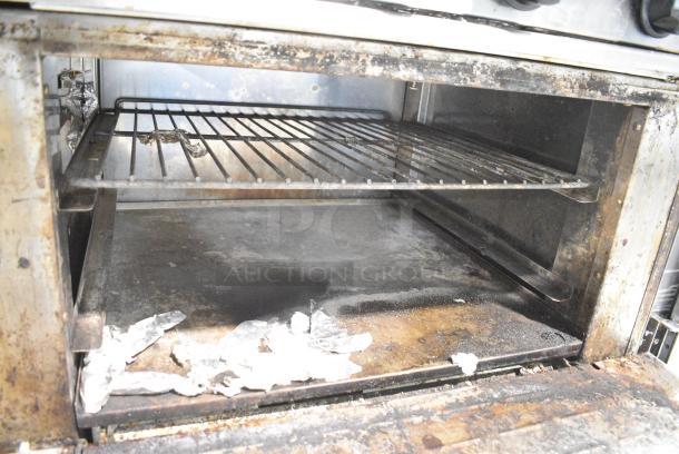 Radiance Stainless Steel Commercial Natural Gas Powered 6 Burner Range w/ Oven, Over Shelf and Back Splash on Commercial Casters. - Image 6 of 8