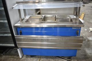Shelleyglas Delfield Stainless Steel Commercial Buffet Station w/ Tray Slide and Sneeze Guard on Commercial Casters. Tested and Working!