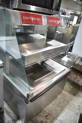 Hardt Stainless Steel Commercial Electric Powered Floor Style 2 Tier Heated Display Case Merchandiser.  208 Volts, 1 Phase.