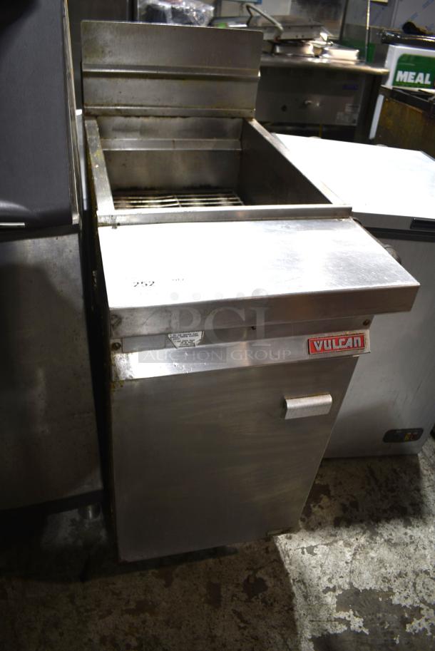 Vulcan GHF91 Stainless Steel Commercial Floor Style Natural Gas Powered Deep Fat Fryer on Commercial Casters. 120,000 BTU. - Image 1 of 7