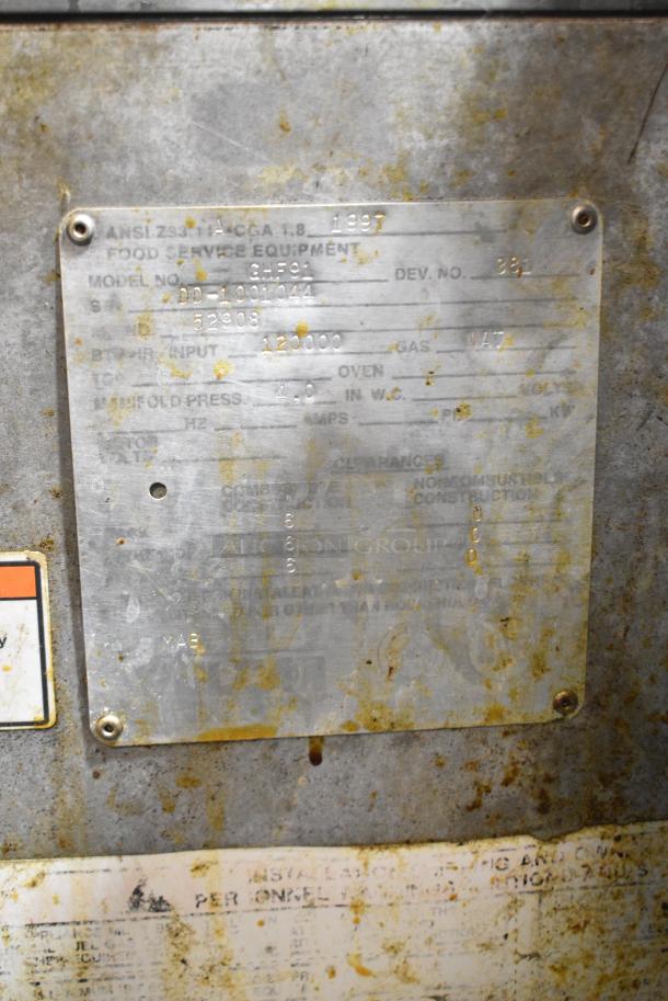 Vulcan GHF91 Stainless Steel Commercial Floor Style Natural Gas Powered Deep Fat Fryer on Commercial Casters. 120,000 BTU. - Image 7 of 7