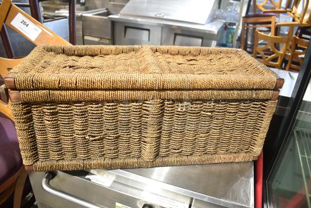 Wicker Style Basket w/ Lid. - Image 1 of 5