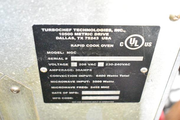 Turbochef NGC Stainless Steel Commercial Countertop Electric Powered Rapid Cook Oven. 208/240 Volts, 1 Phase. - Image 7 of 8