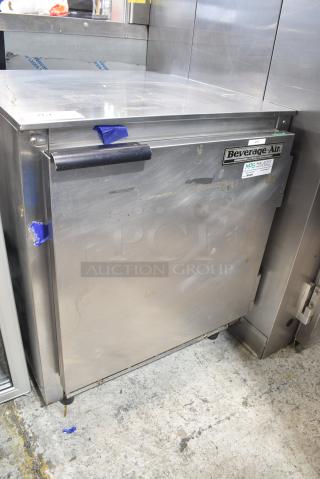 Beverage Air UCR27 Stainless Steel Commercial Single Door Undercounter Cooler. 115 Volts, 1 Phase. Tested and Working!