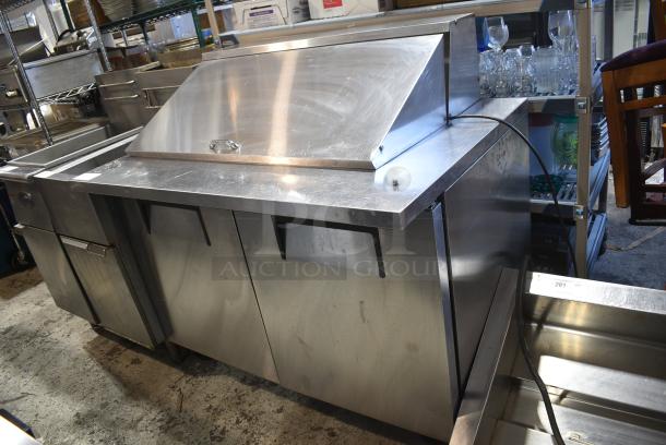True TSSU-48-18M-B  Stainless Steel Commercial Sandwich Salad Prep Table Bain Marie Mega Top on Commercial Casters. 115 Volts, 1 Phase. Tested and Working! - Image 1 of 9