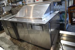 True TSSU-48-18M-B  Stainless Steel Commercial Sandwich Salad Prep Table Bain Marie Mega Top on Commercial Casters. 115 Volts, 1 Phase. Tested and Working!