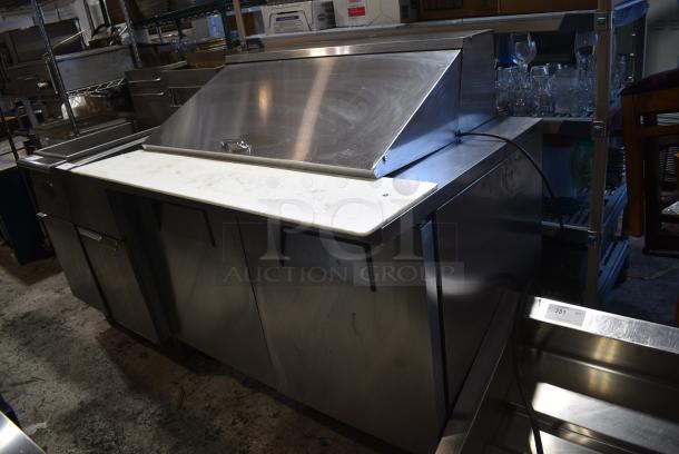 True TSSU-48-18M-B  Stainless Steel Commercial Sandwich Salad Prep Table Bain Marie Mega Top on Commercial Casters. 115 Volts, 1 Phase. Tested and Working! - Image 3 of 9