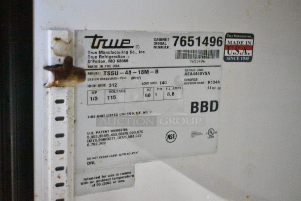 True TSSU-48-18M-B  Stainless Steel Commercial Sandwich Salad Prep Table Bain Marie Mega Top on Commercial Casters. 115 Volts, 1 Phase. Tested and Working! - Image 9 of 9