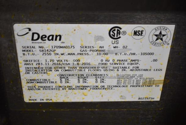 2017 Dean SR142GP Stainless Steel Commercial Floor Style Propane Gas Powered Deep Fat Fryer. 105,000 BTU. - Image 5 of 5