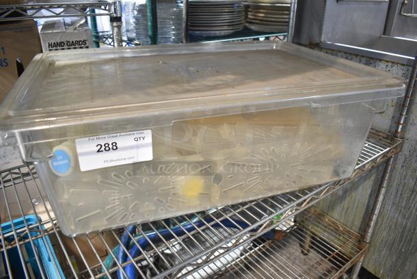 ALL ONE MONEY! Lot of Various Items Including Clear Poly Straining Bin Inserts in Clear Poly Bin. - Image 1 of 4