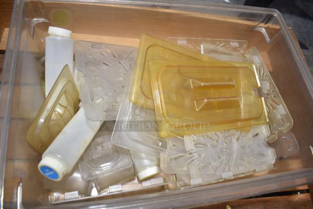 ALL ONE MONEY! Lot of Various Items Including Clear Poly Straining Bin Inserts in Clear Poly Bin. - Image 2 of 4
