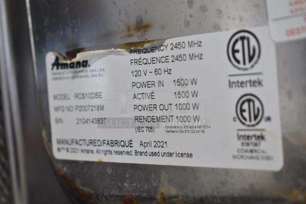 2021 Amana RCS10DSE Stainless Steel Commercial Countertop Microwave Oven. 120 Volts, 1 Phase. - Image 6 of 6
