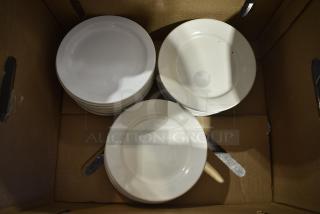 Box of 22 White Ceramic Plates