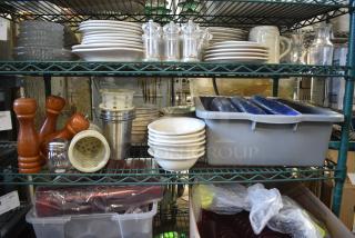 ALL ONE MONEY! Tier Lot of Various Items Including Ceramic Bowls, Salt Grinder Shakers, and Poly Beverage Tumblers