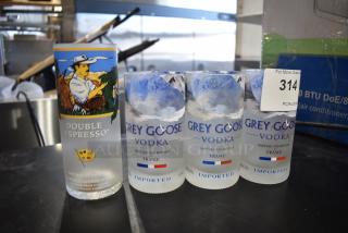 4 Beverage Glasses. 3 Grey Goose and 1 Double Espresso. 4 Times Your Bid!
