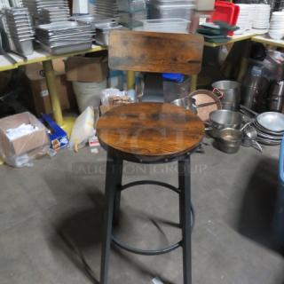 Wood/Metal Bar Height Chair With Footrest. 2XBID