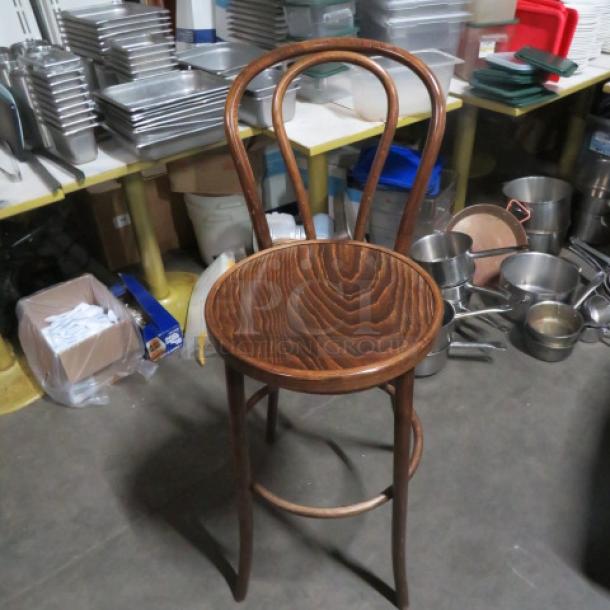 Bent Wood Bar Height Chair With Footrest. 2XBID - Image 1 of 1